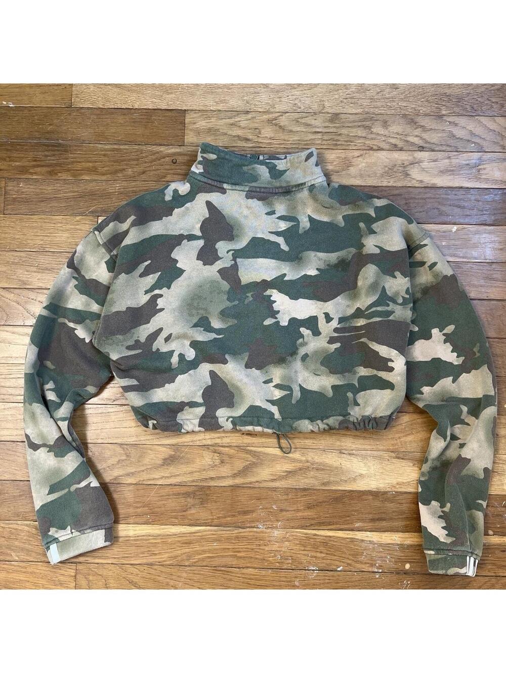 Adidas Originals Camo Cropped Quarter Zip Sweatshirt S - Picture 7 of 8